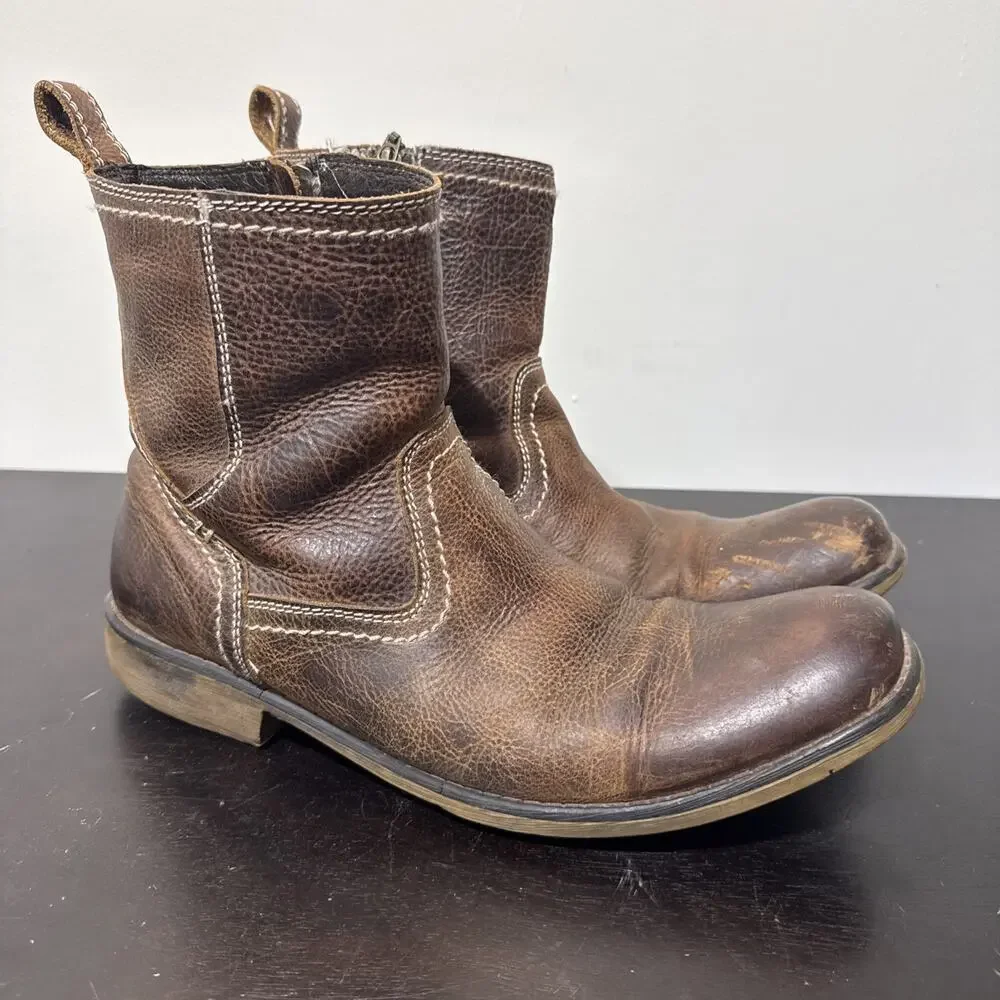 Men’s Roan Sz 10 Leather Crown Greenland Zip Up Boot Distressed‎